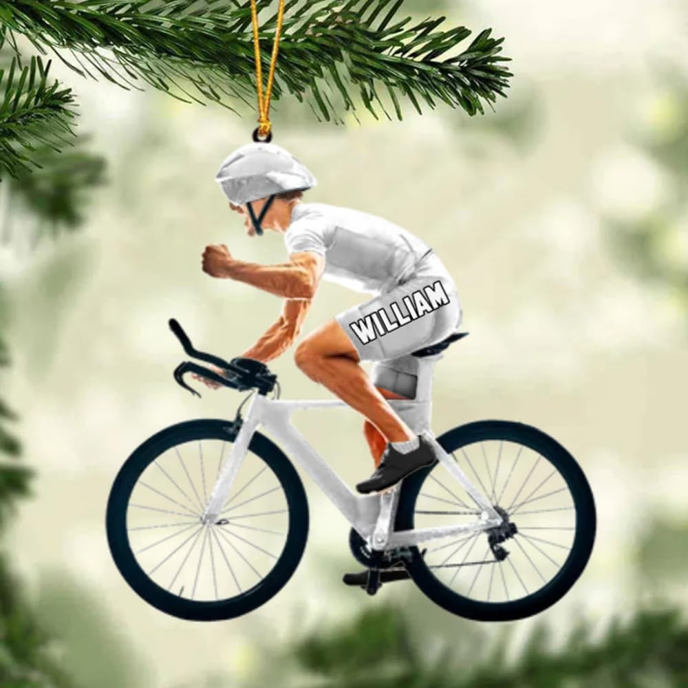 Personalized Cycling Ornament – Custom Name Acrylic Bicycle Ornament, Unique Gift for Cyclists & Bike Lovers 2025 TC1
