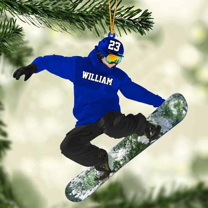 Personalized Snow Skiing Ornament, Custom Colored Skiing Mask Shape Ornament N21