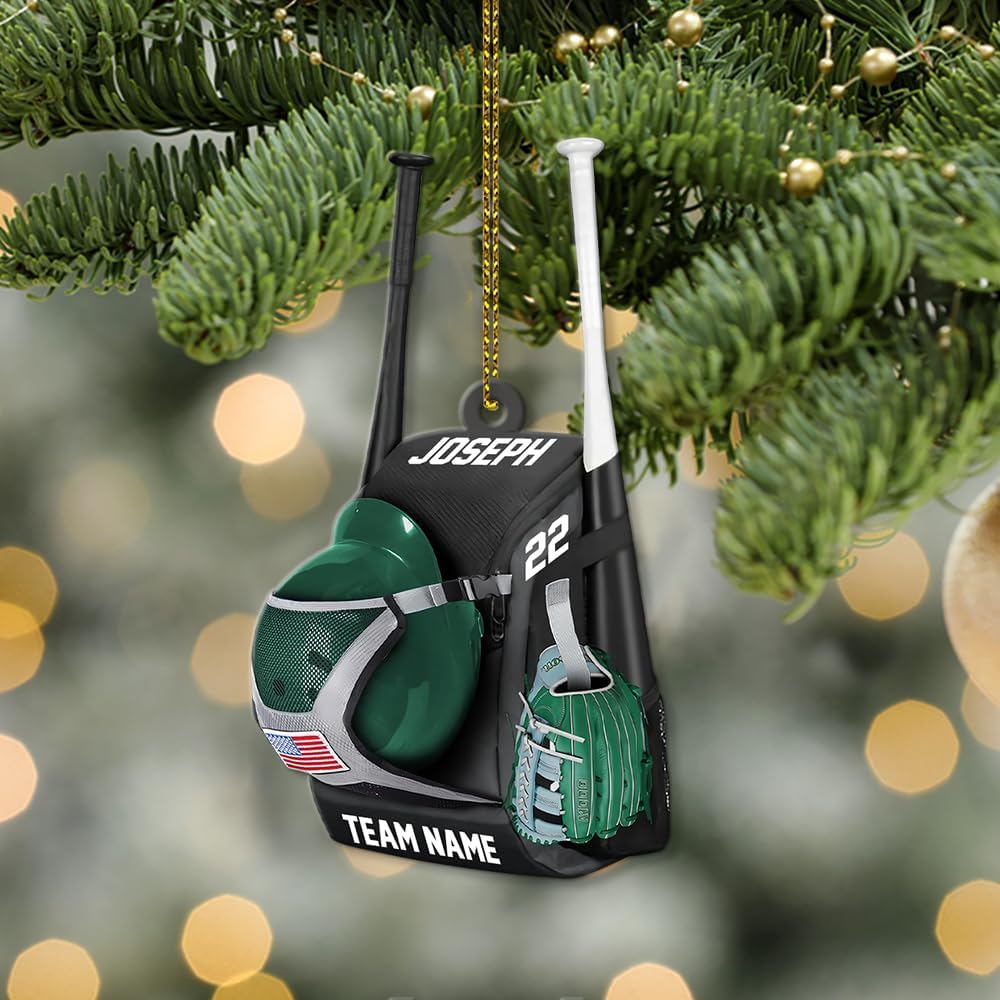 Personalized Baseball Christmas Ornament – Custom Name Acrylic Ornament, Sports Holiday Decoration, Baseball Player Gift TH20