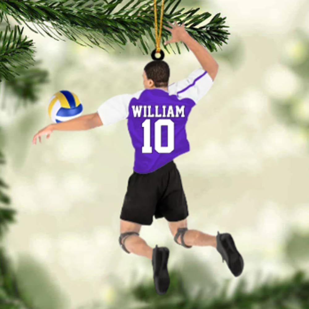 Personalized Volleyball Player Christmas Ornament, Custom Name Number Volleyball Boy Ornament TV17