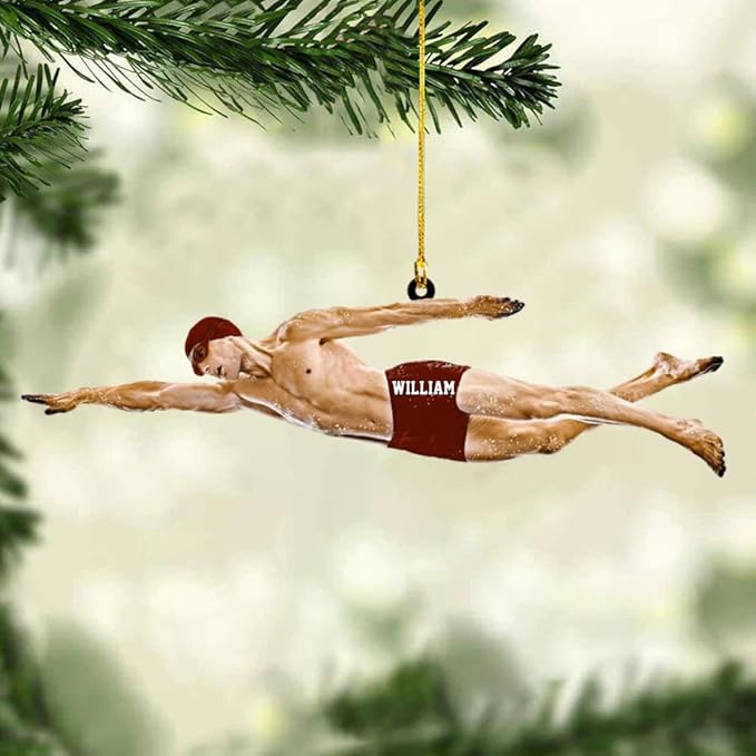 Personalized Swimming Christmas Ornament - Swimmer Christmas Gift for Boys, Girls & Pool Lovers LL34