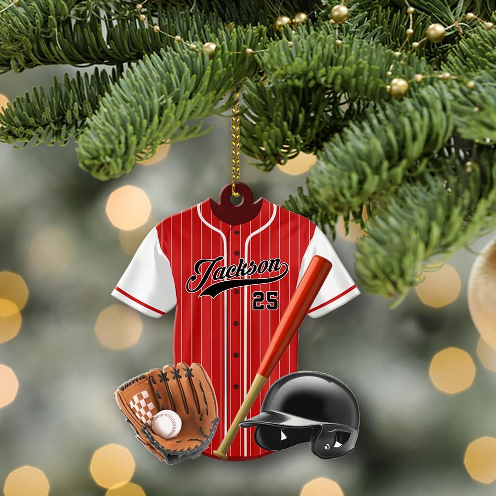 Personalized Baseball Christmas Ornament – Custom Name Acrylic Ornament, Sports Holiday Decoration, Baseball Player Gift  TH18