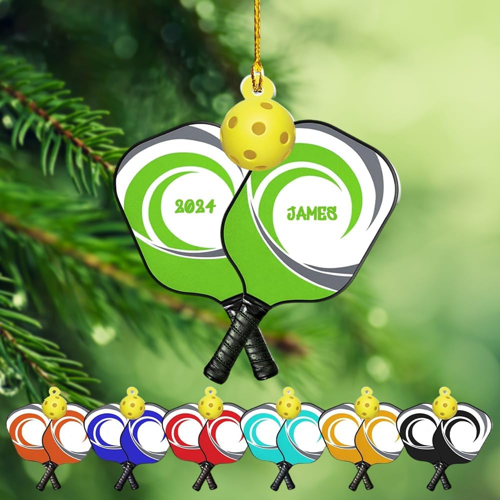 Personalized Pickleball Ornament – Custom Name & Year Paddle and Ball Christmas Ornament 3