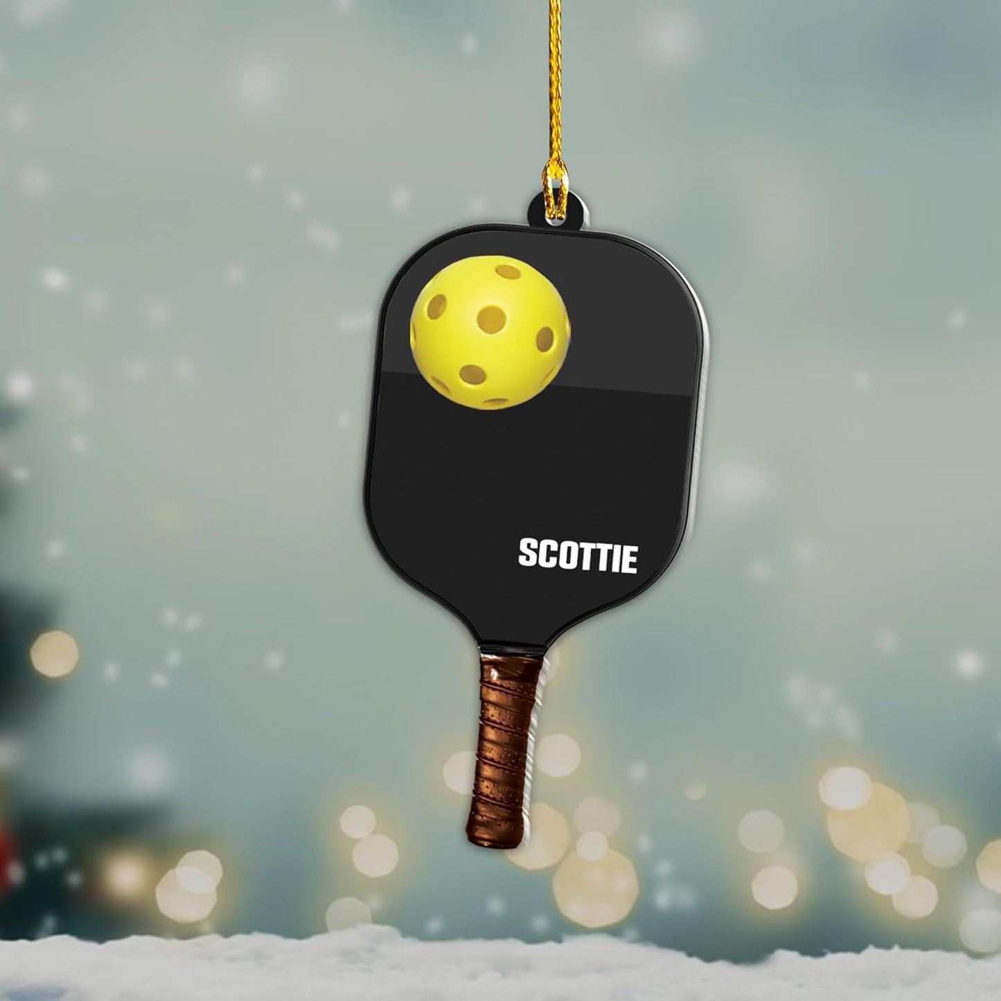 Custom Name Pickleball Ornament – Paddle and Ball Christmas Ornament Style 6