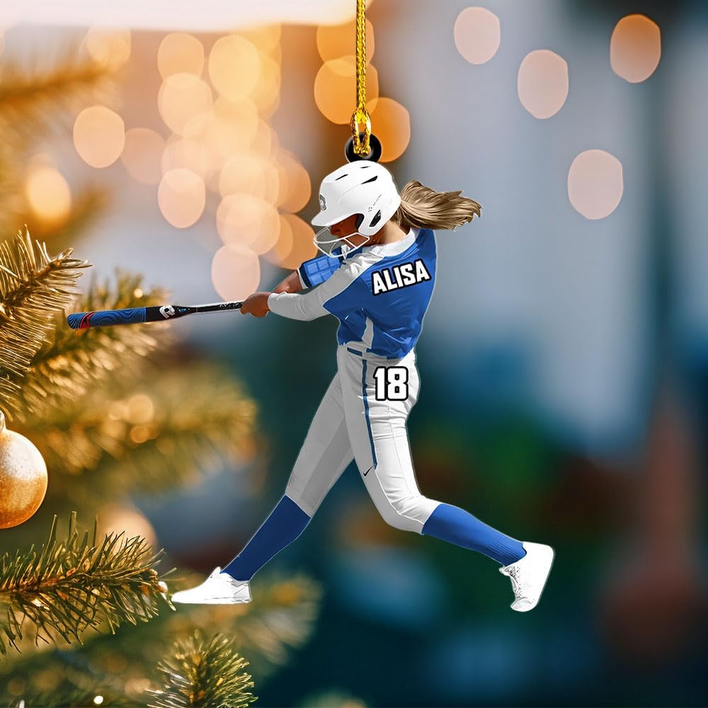 Personalized Softball Ornament – Custom Sports Christmas Tree C20