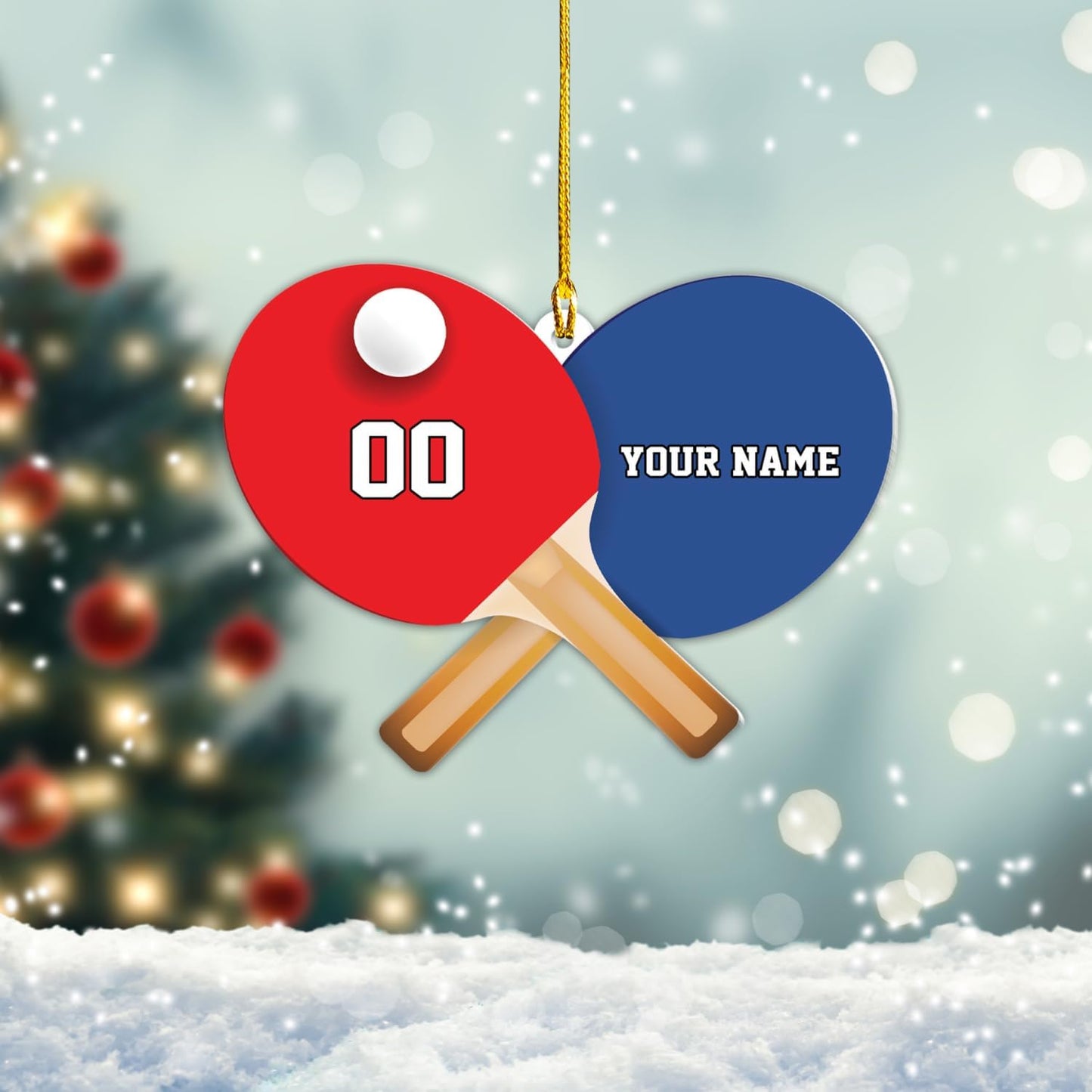 Custom Table Tennis Ornament – Personalized Acrylic 2D Flat Ping Pong Christmas Gift for Athletes TT15