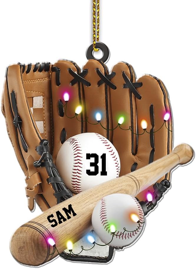 Personalized Baseball Christmas Ornament – Custom Name Acrylic Ornament, Sports Holiday Decoration, Baseball Player Gift TH8