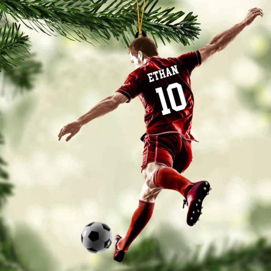 Custom Personalized Girl Soccer Acrylic Ornament, Gift for Soccer Players, Husband, Him, Christmas Tree Decor C07