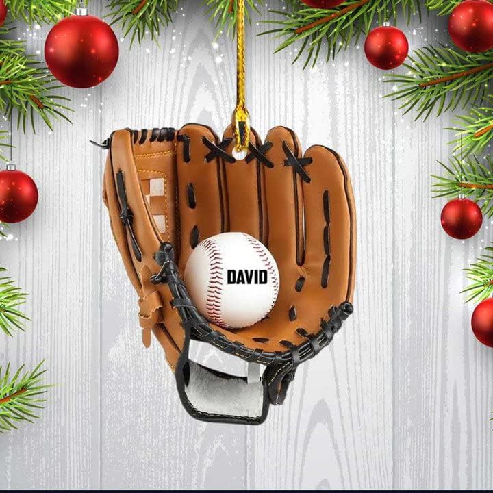 Personalized Baseball Christmas Ornament – Custom Name Acrylic Ornament, Sports Holiday TH41