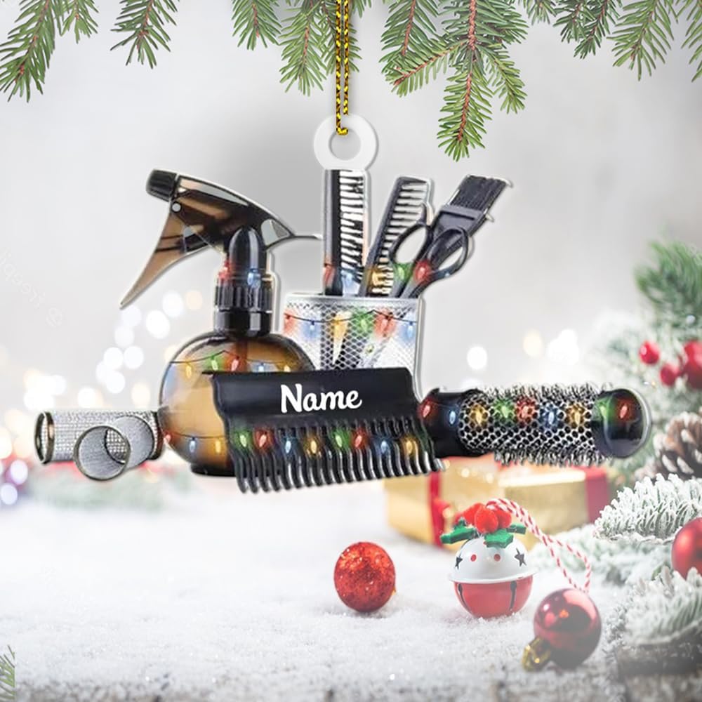 Custom Hair Stylist , Christmas Barbershop Ornament Style 25