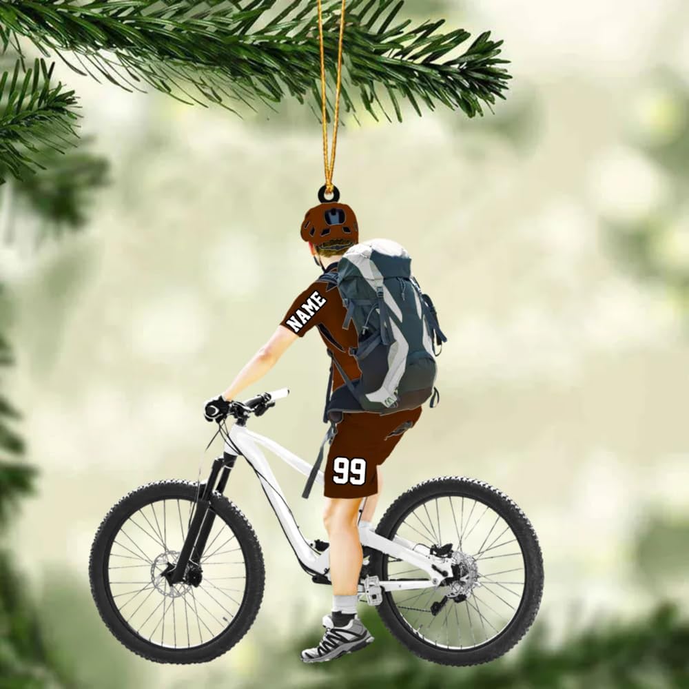 Personalized Cycling Ornament – Custom Name Acrylic Bicycle Christmas Decoration, Sport Holiday Keepsake TB14