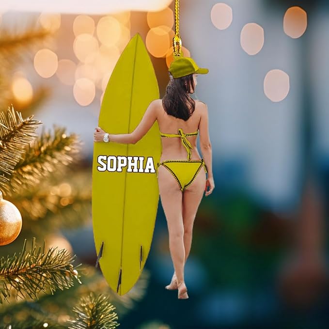 Personalized Name Surfboard Ornament - Ornament Gift For Surf Lovers
