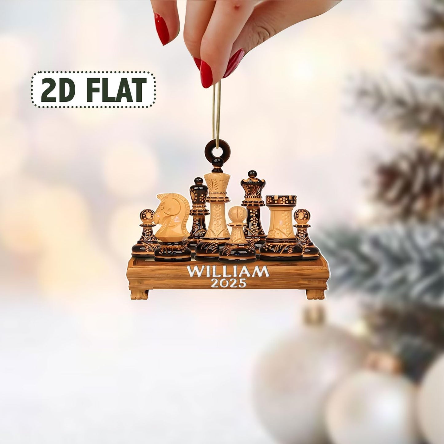 Personalized Name Chess Ornament Gift for Men Women Chess Team Player N18