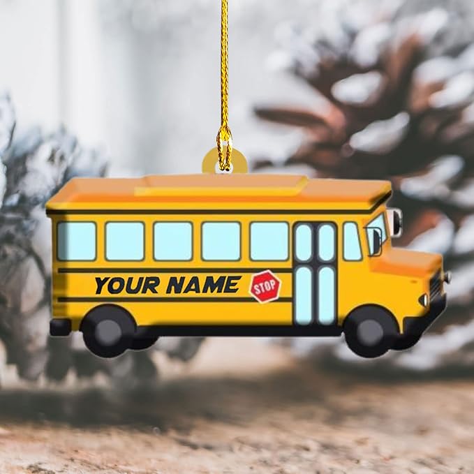 Personalized School Bus Ornament - Bus Driver Christmas Gift L7