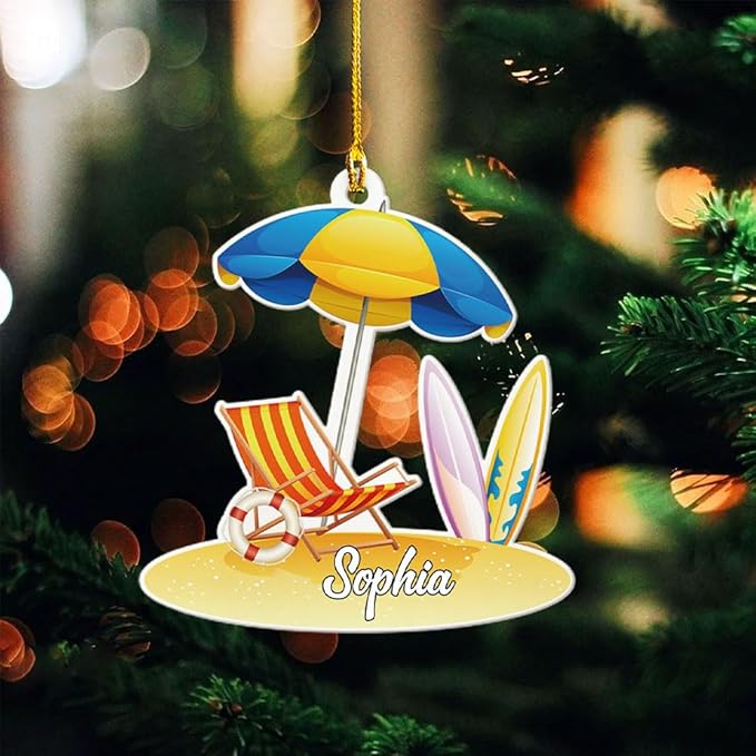 Personalized Surfboard Christmas Ornament - Surfing Tree Decoration Gift for Surfers LL6