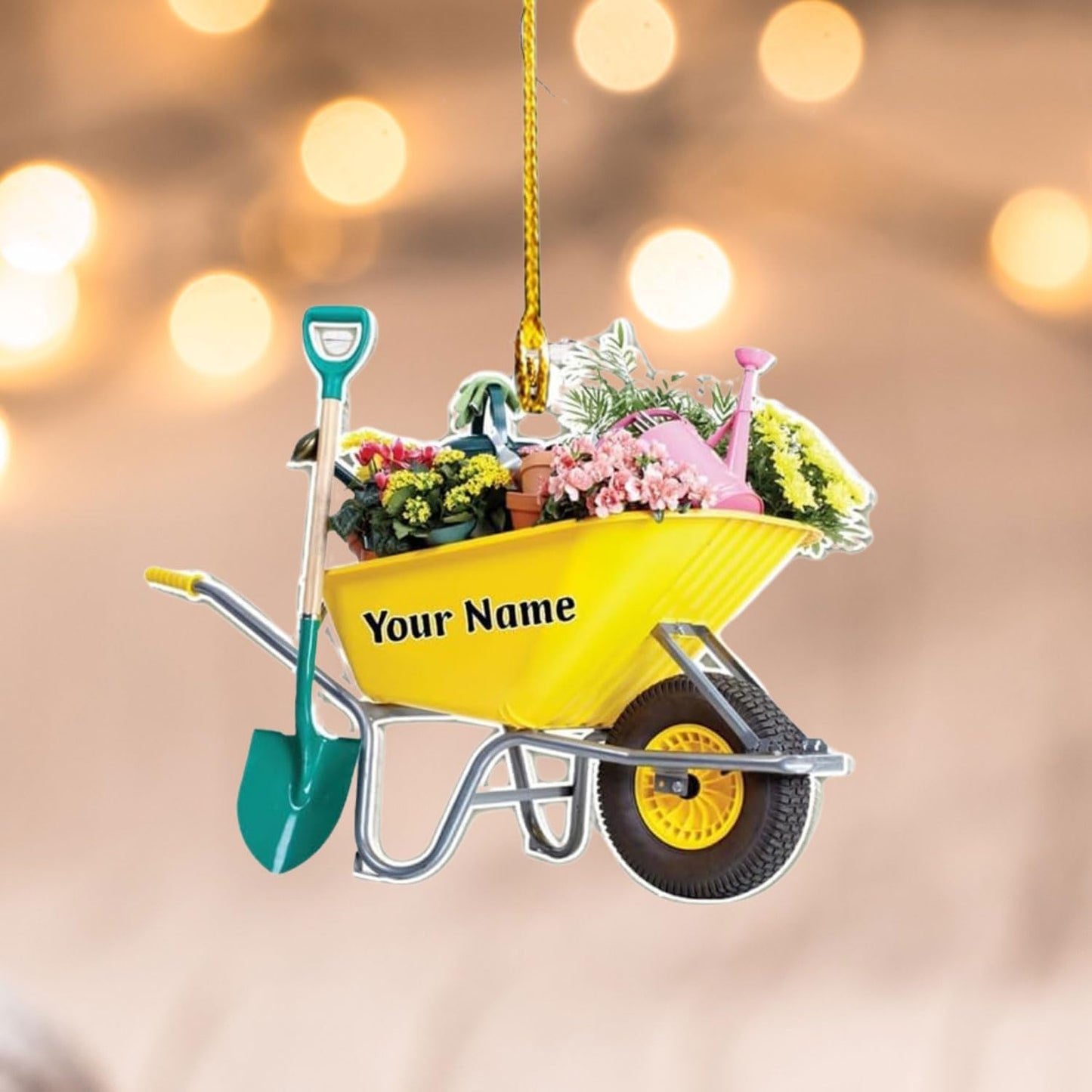 Custom Gardening Ornament with Name – Garden Tools Acrylic Christmas Decor for Gardeners & Green Thumb Lovers TG43