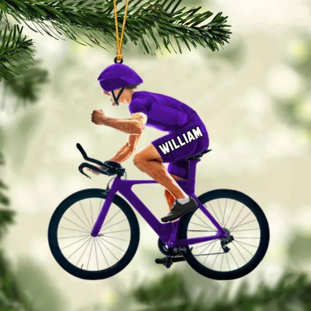 Personalized Cycling Ornament – Custom Name Acrylic Bicycle Ornament, Unique Gift for Cyclists & Bike Lovers 2025 TC1