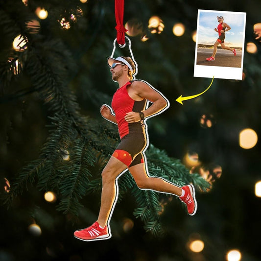 Custom Photo Running Ornament – Personalized Marathon Acrylic Gift, Athlete Christmas Decoration TM25
