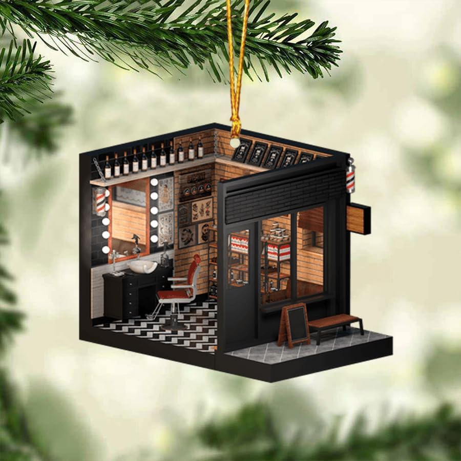 Custom Hair Stylist , Hair Salon Christmas Ornament Style 3