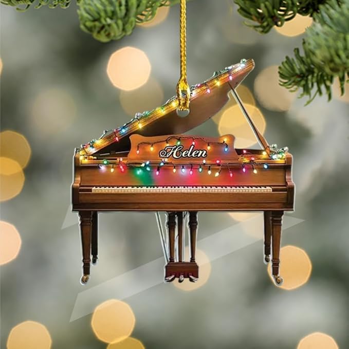 Personalized Piano Ornament - Custom Name Music Instrument Christmas Gift for Piano Lovers LL61