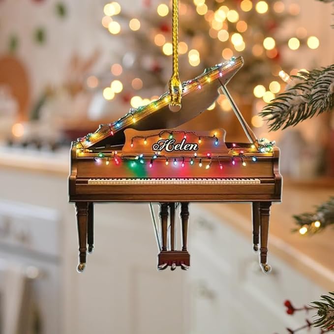 Personalized Piano Ornament - Custom Name Music Instrument Christmas Gift for Piano Lovers LL61