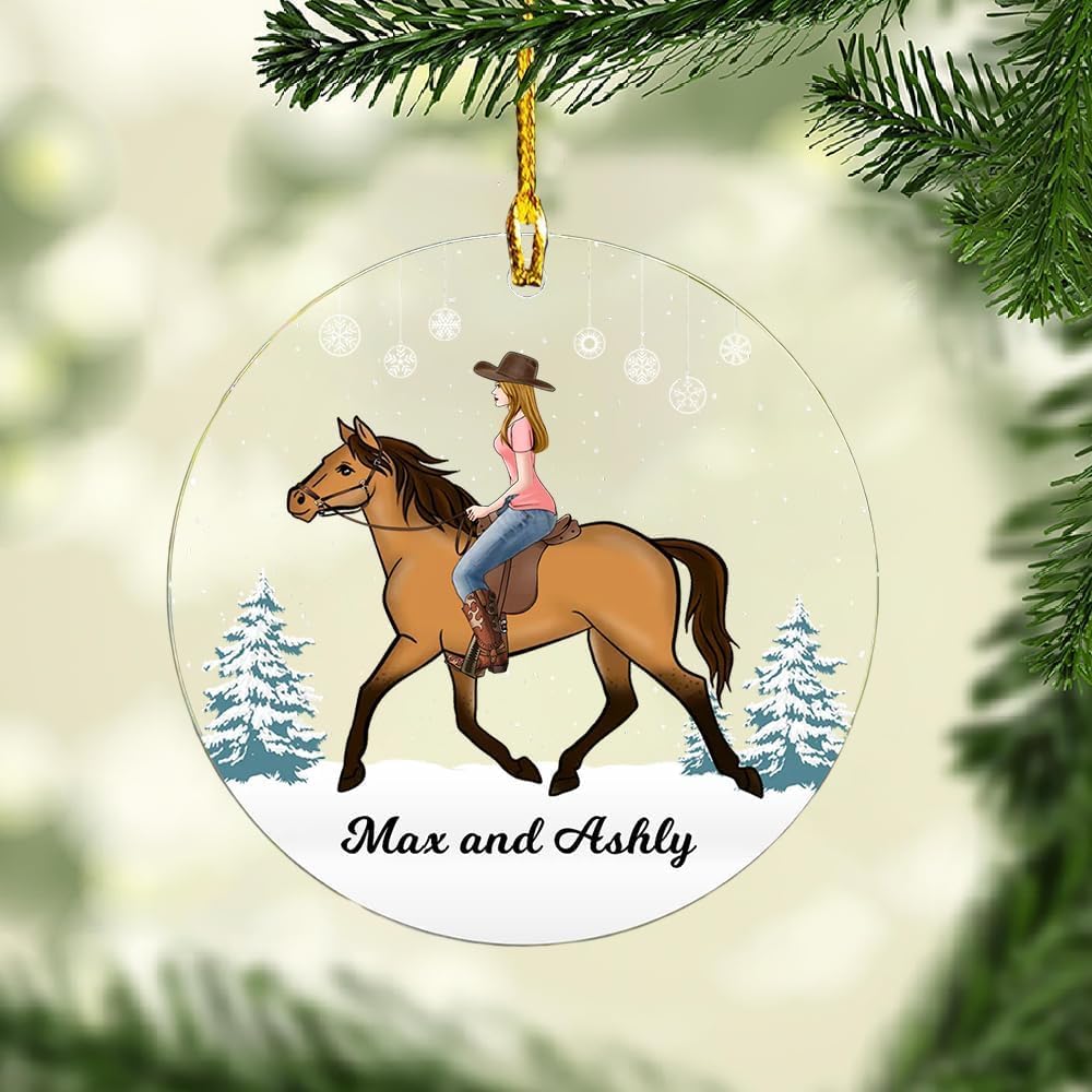 Custom Horse Riding Ornament | Personalized Equestrian Holiday Gift for Riders, Trainers & Horse Owners THH18