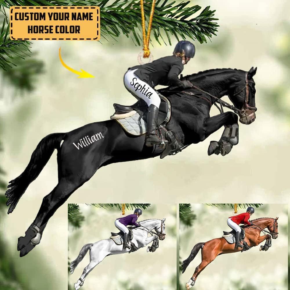 Custom Horse Riding Ornament | Personalized Equestrian Holiday Gift for Riders, Trainers & Horse Owners THH17