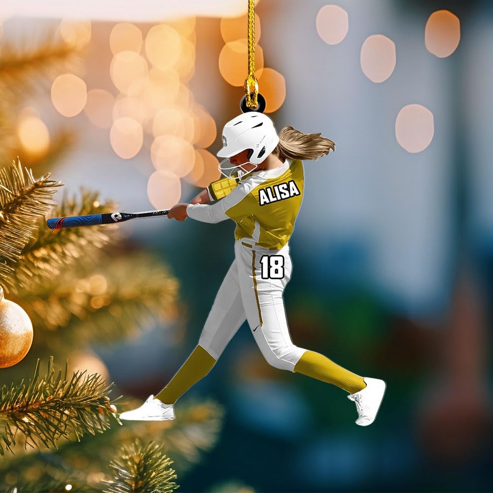 Personalized Softball Ornament – Custom Sports Christmas Tree C20