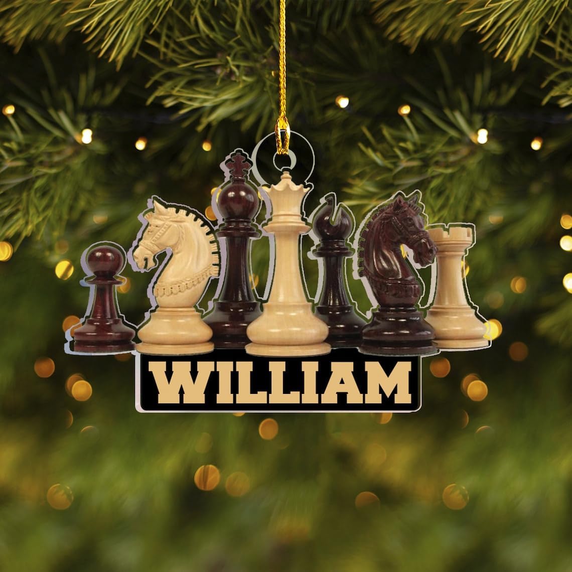 Personalized Name Chess Ornament Gift for Men Women Chess Team Player N12