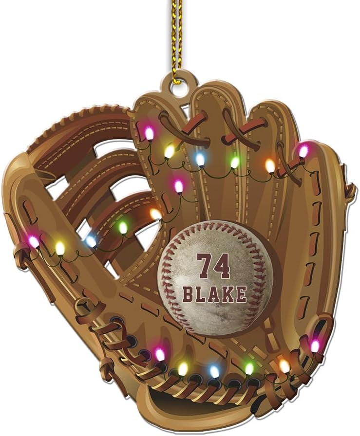 Personalized Baseball Christmas Ornament – Custom Name Acrylic Ornament, Sports Holiday Decoration, Baseball Player Gift TH7