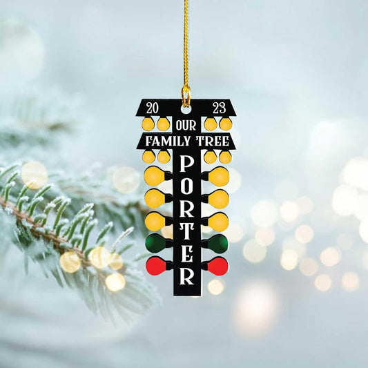 Personalized Racing Car Ornament – Custom Acrylic Drag Racing Christmas Decoration, Gift for Car Lovers and Drivers TR30