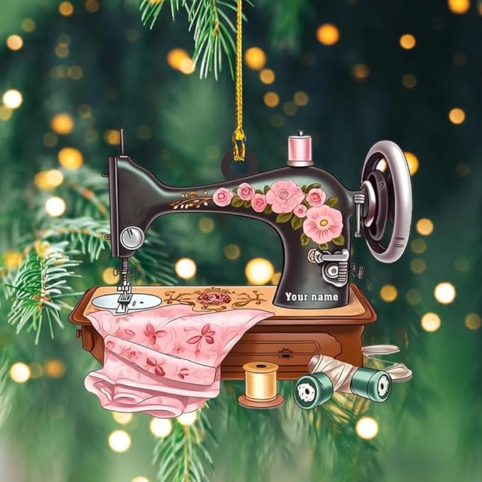 Personalized Sewing Machine Ornament - Custom Christmas Gift for Sewing Lovers LL12