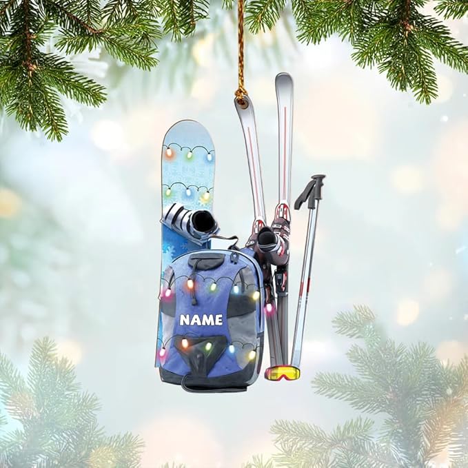 Personalized Snow Skiing Ornament, Custom Colored Skiing Mask Shape Ornament N26