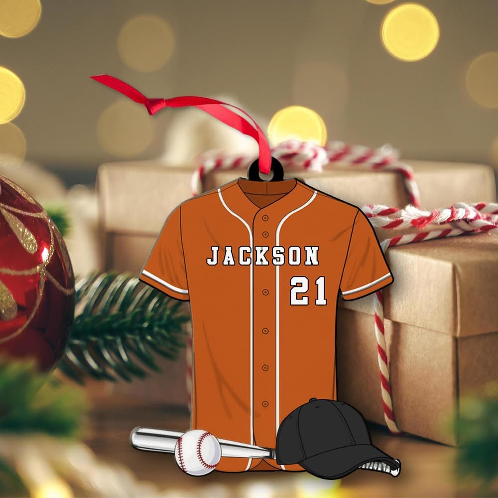 Personalized Baseball Christmas Ornament – Custom Name Acrylic Ornament, Sports Holiday Decoration, Baseball Player Gift TH2