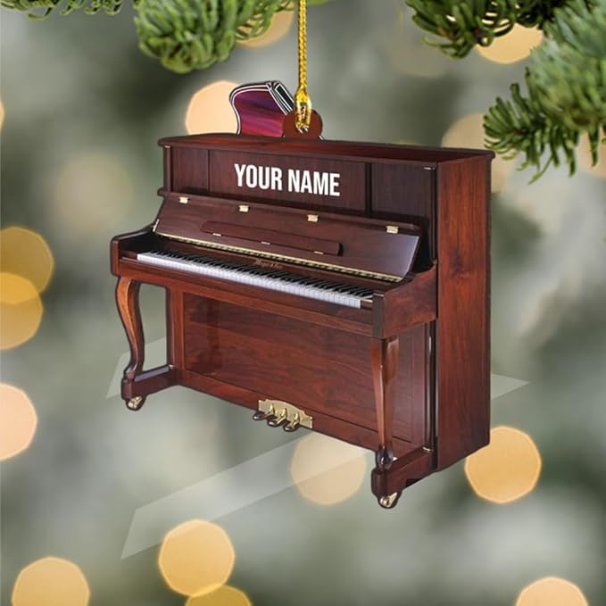 Personalized Piano Ornament - Custom Name Music Instrument Christmas Gift for Piano Lovers LL64