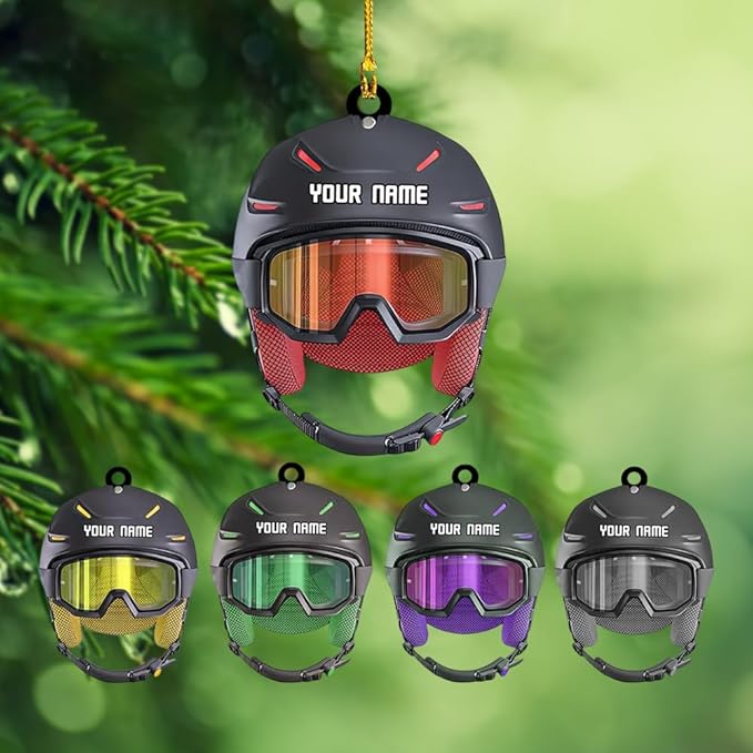 Personalized Snow Skiing Ornament, Custom Colored Skiing Mask Shape Ornament N30