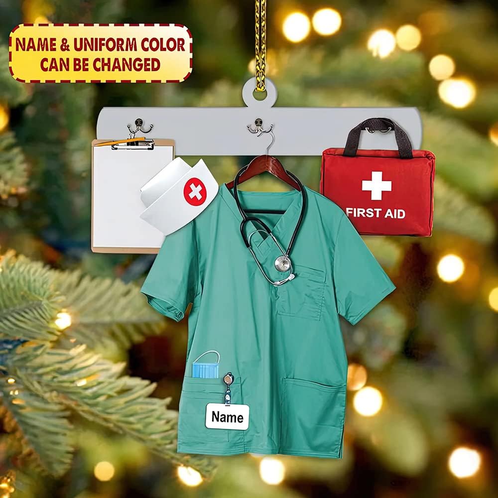 Custom Nurse Uniform Ornament - Nurse Christmas Ornament Design 07