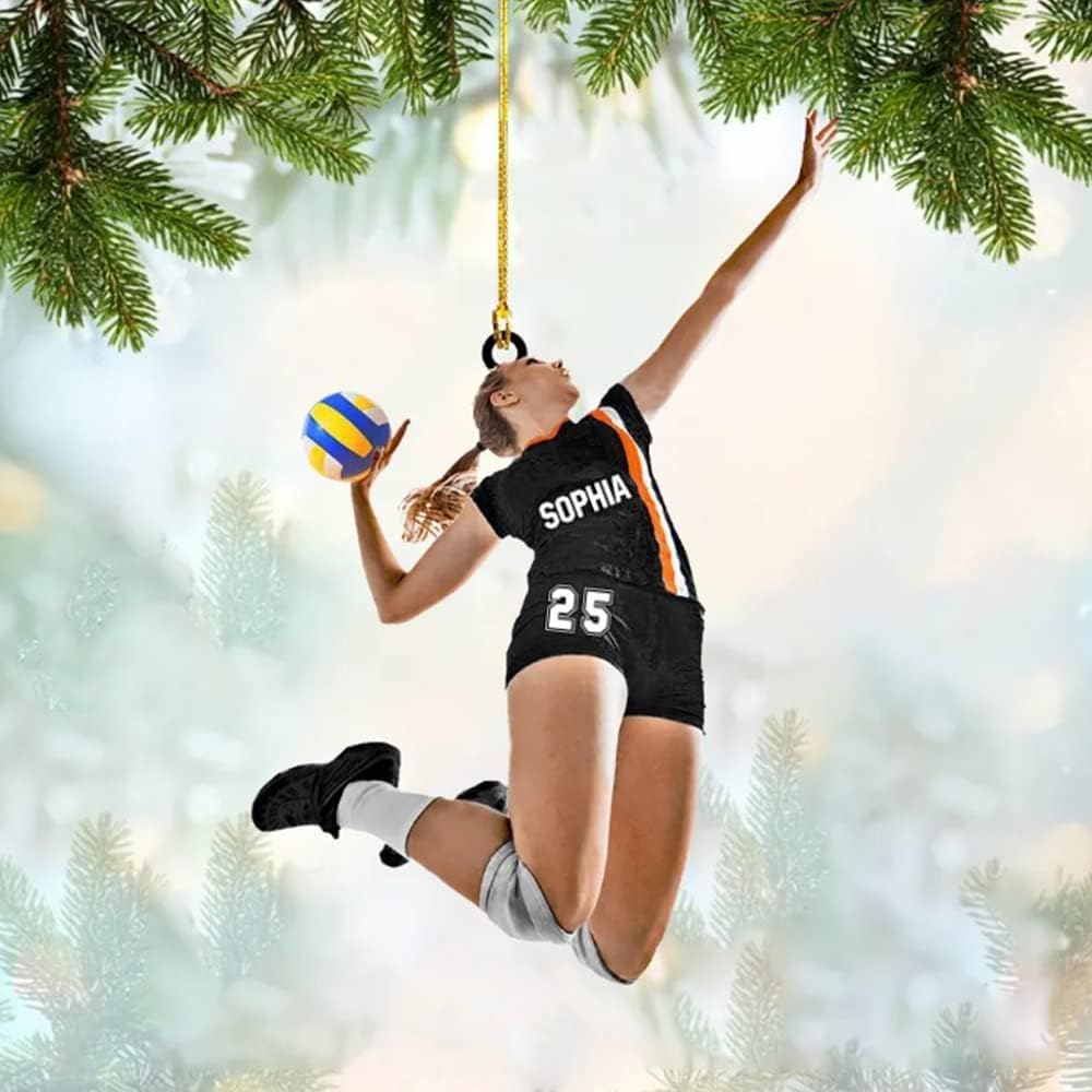 Personalized Volleyball Player Christmas Ornament, Custom Name Number Volleyball Girl Ornament TV20