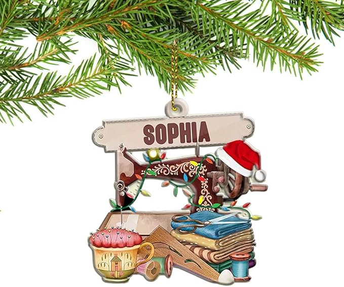 Personalized Sewing Machine Ornament - Custom Christmas Gift for Sewing Lovers LL10