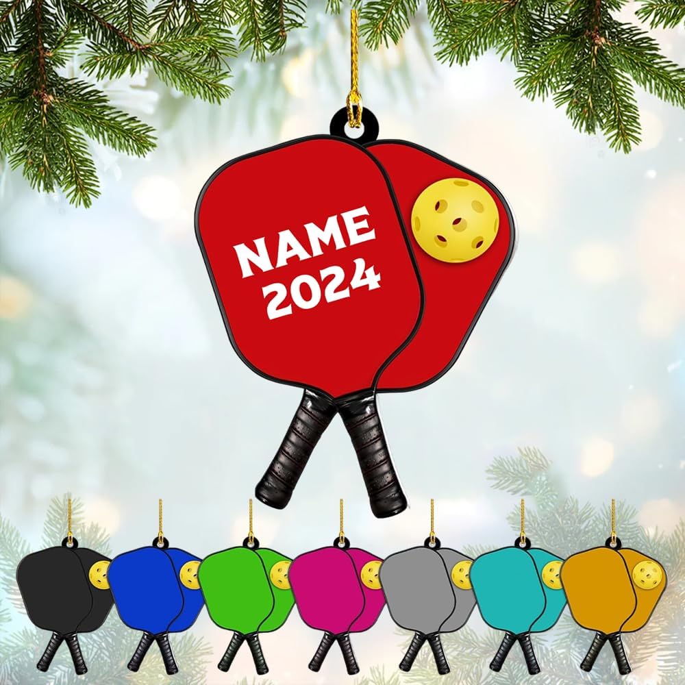 Personalized Pickleball Ornament – Custom Name & Year Paddle and Ball Christmas Ornament 5