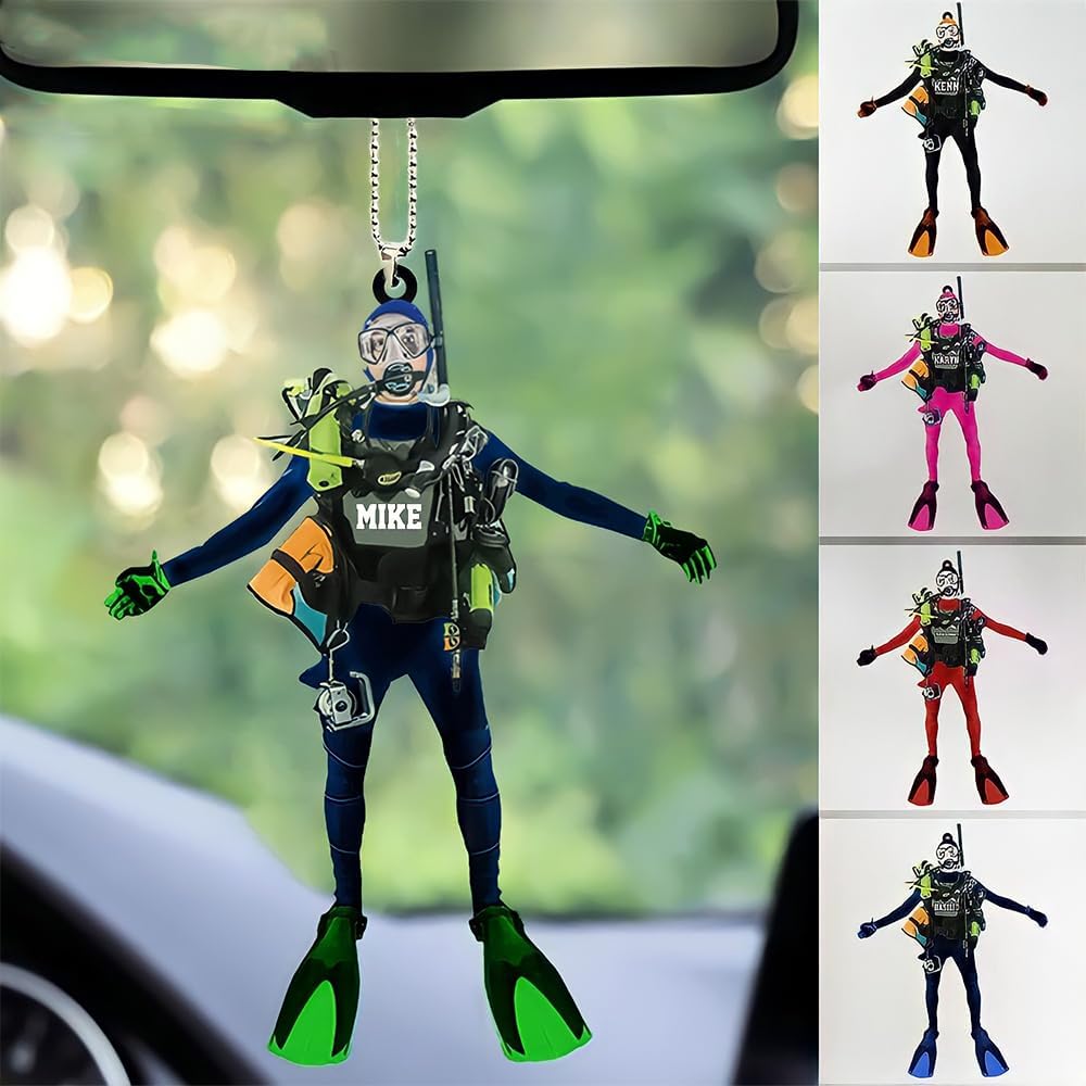 Custom Name Diving Ornament – Personalized Acrylic Scuba Diver Christmas Keepsake, Underwater Gift TSD14