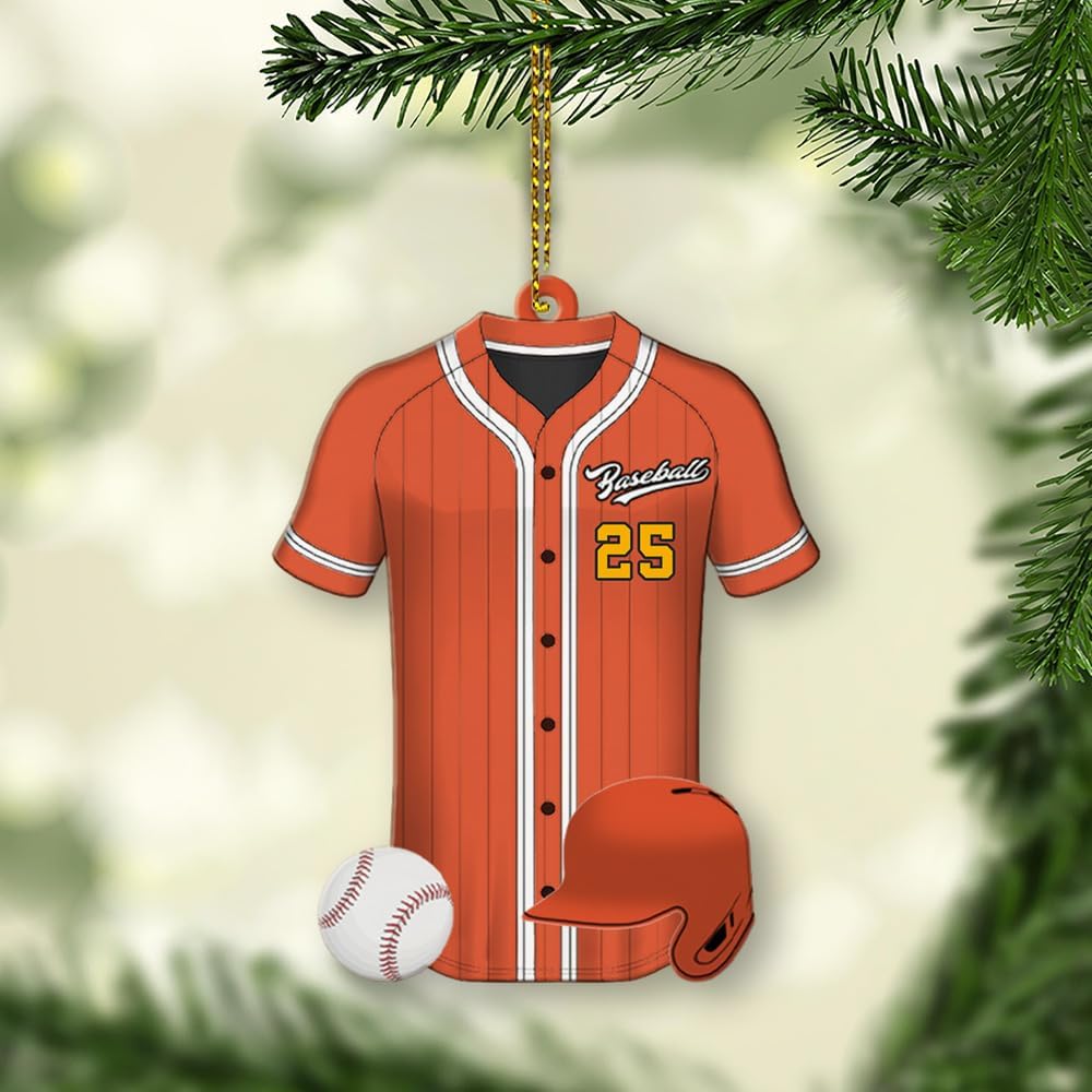 Personalized Baseball Christmas Ornament – Custom Name Acrylic Ornament, Sports Holiday Decoration, Baseball Player Gift TH13