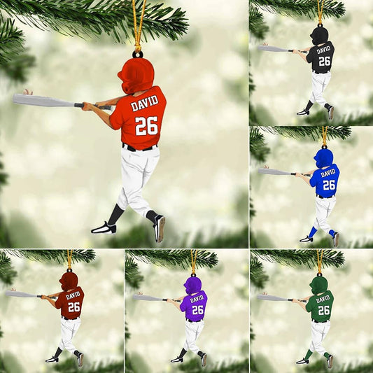 Personalized Baseball Christmas Ornament – Custom Name Acrylic Ornament, Sports Holiday Decoration, Baseball Player Gift TH31