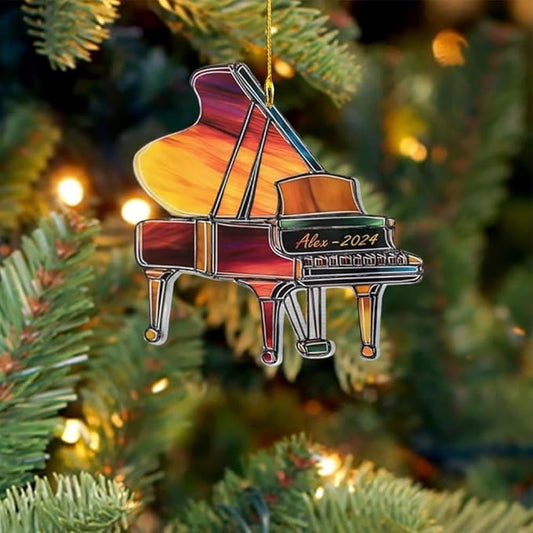Personalized Piano Ornament - Custom Name Music Instrument Christmas Gift for Piano Lovers LL62