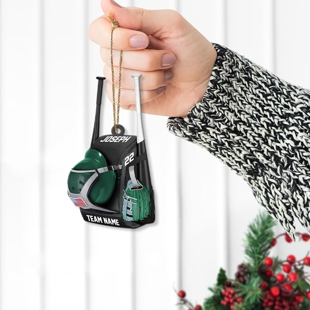 Personalized Baseball Christmas Ornament – Custom Name Acrylic Ornament, Sports Holiday Decoration, Baseball Player Gift TH20