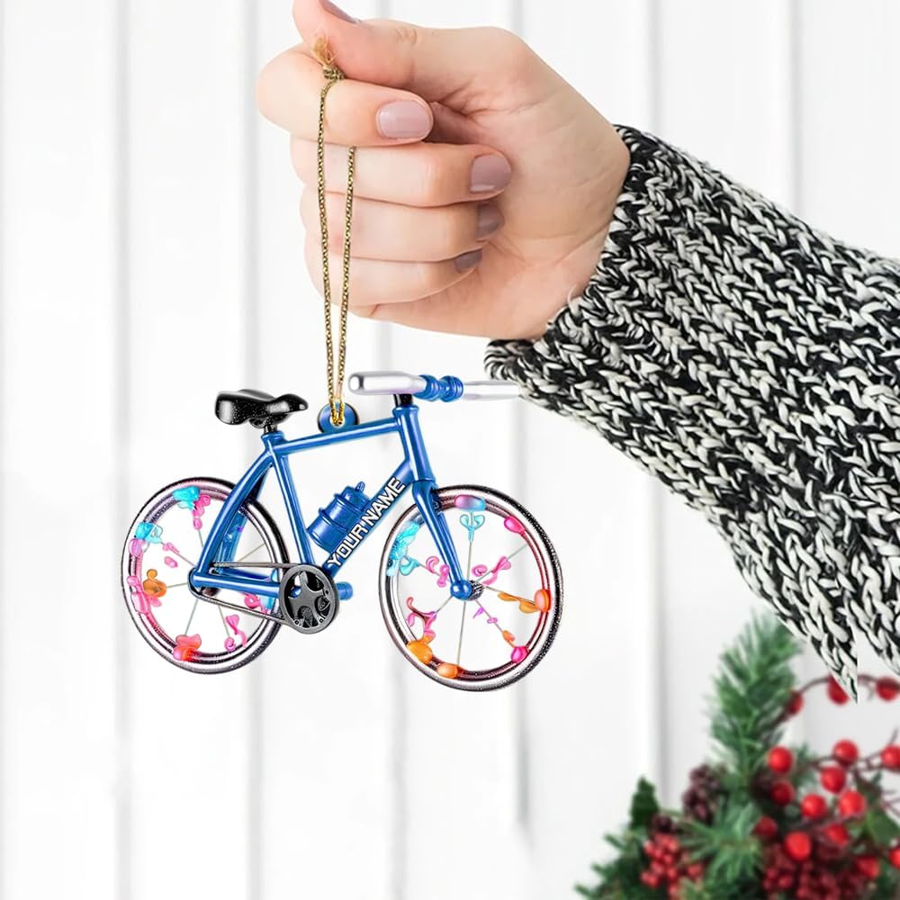 Personalized Cycling Ornament – Custom Name Acrylic Bicycle Ornament, Unique Gift for Cyclists & Bike Lovers 2025 TC14