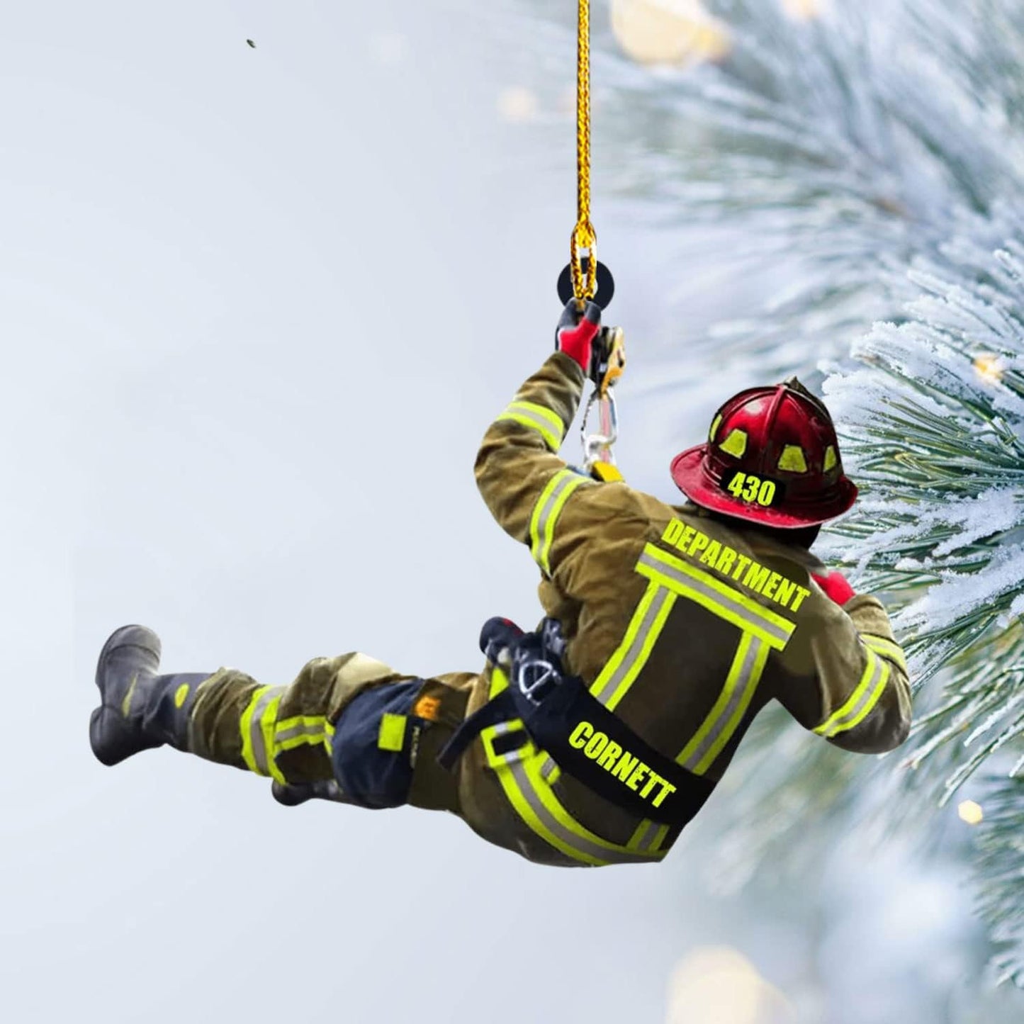 Personalized Firefighter Christmas Ornament Style 1