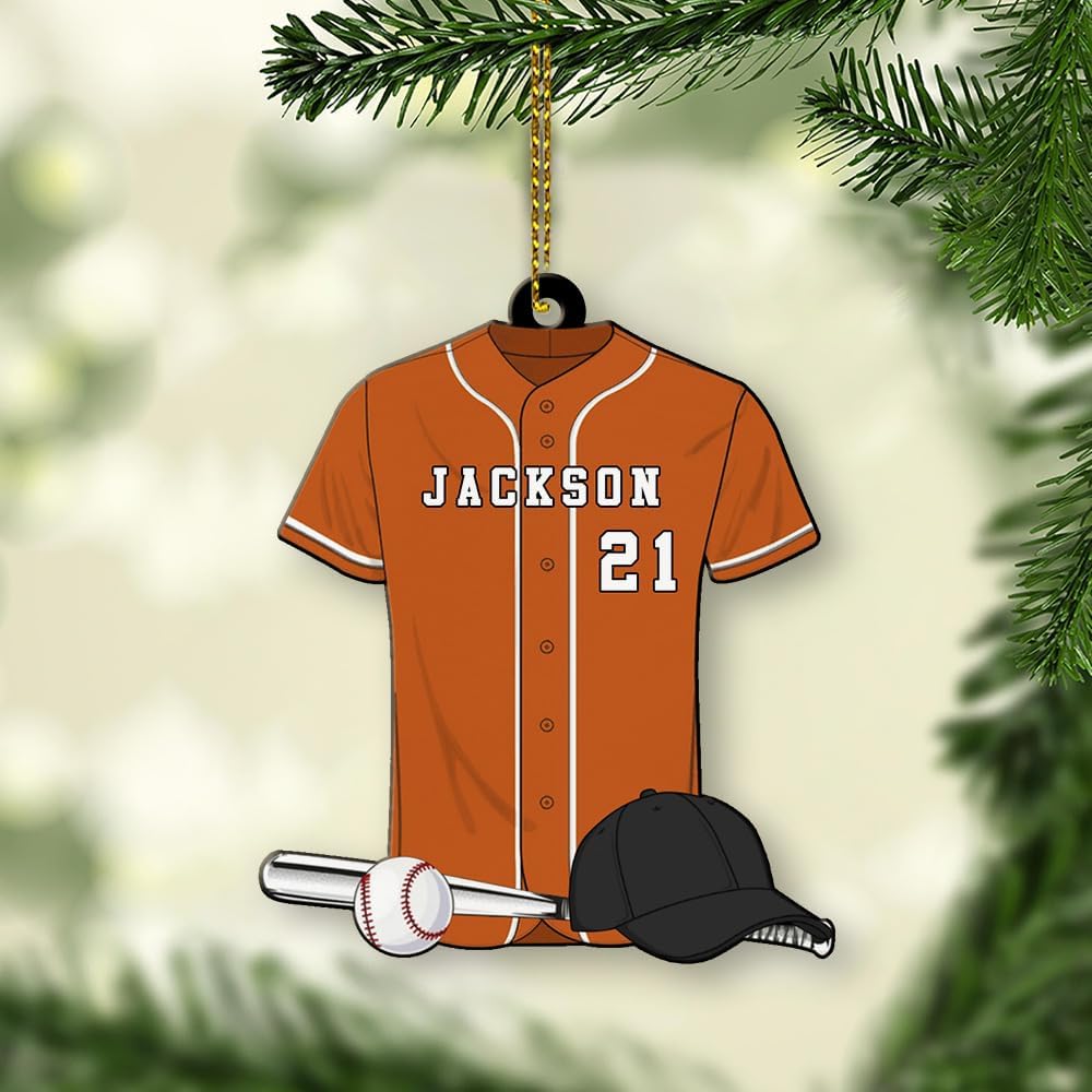 Personalized Baseball Christmas Ornament – Custom Name Acrylic Ornament, Sports Holiday Decoration, Baseball Player Gift TH2