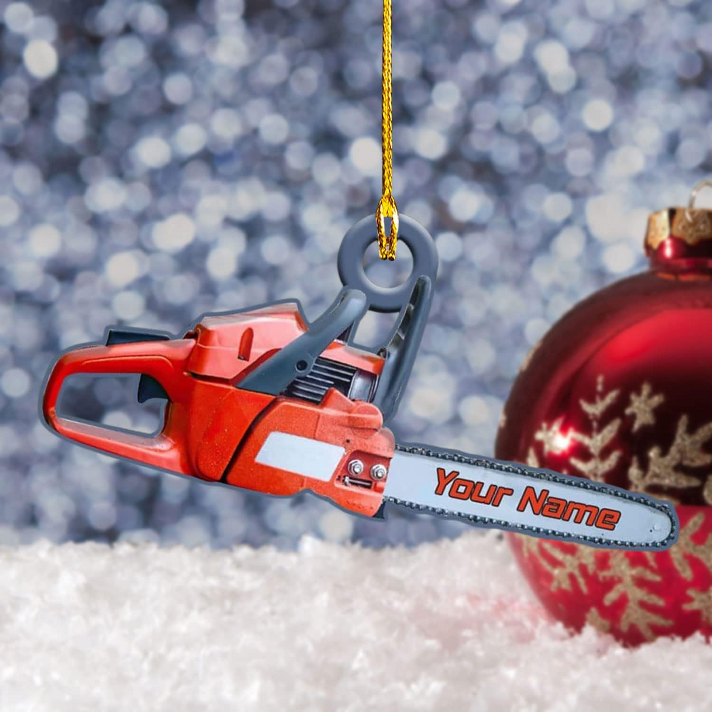 Personalized Chainsaw Ornament – Carpenter Lumberjack Christmas Ornament Style 10