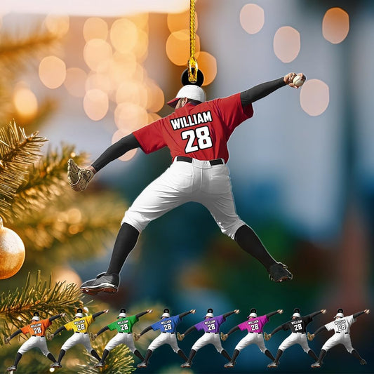 Personalized Softball Ornament – Custom Sports Christmas Tree C09